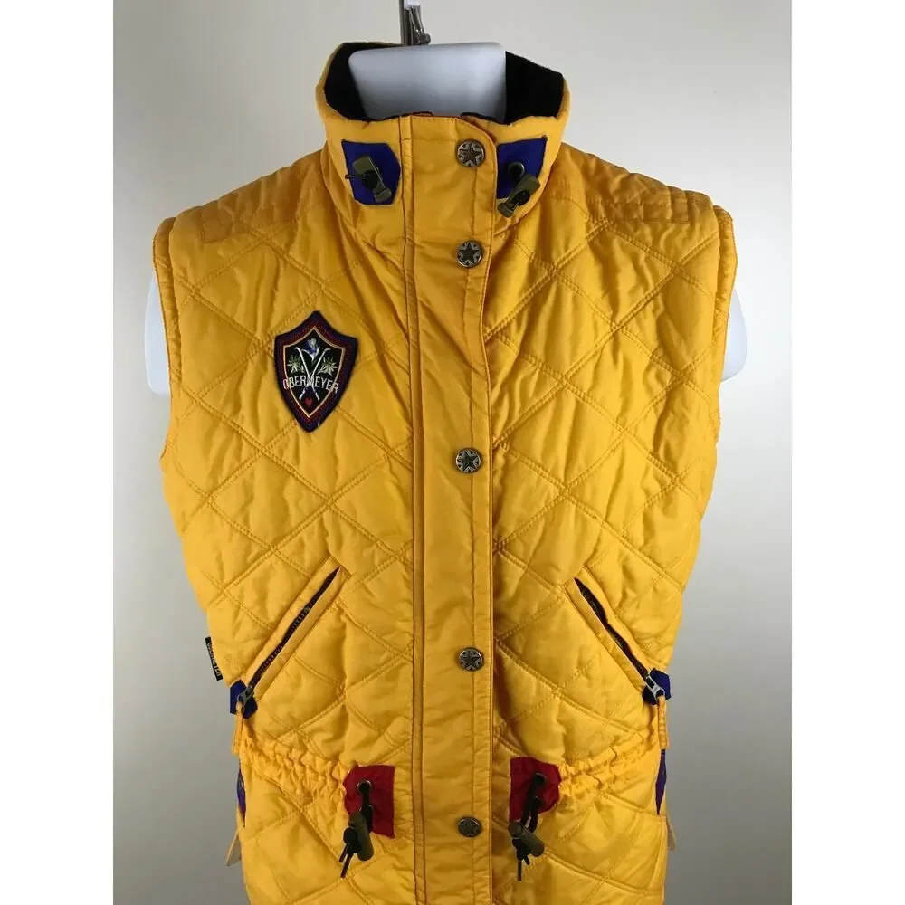 Obermeyer‎ Ski Vest Zip Buttons Yellow Patches Womens Size 14